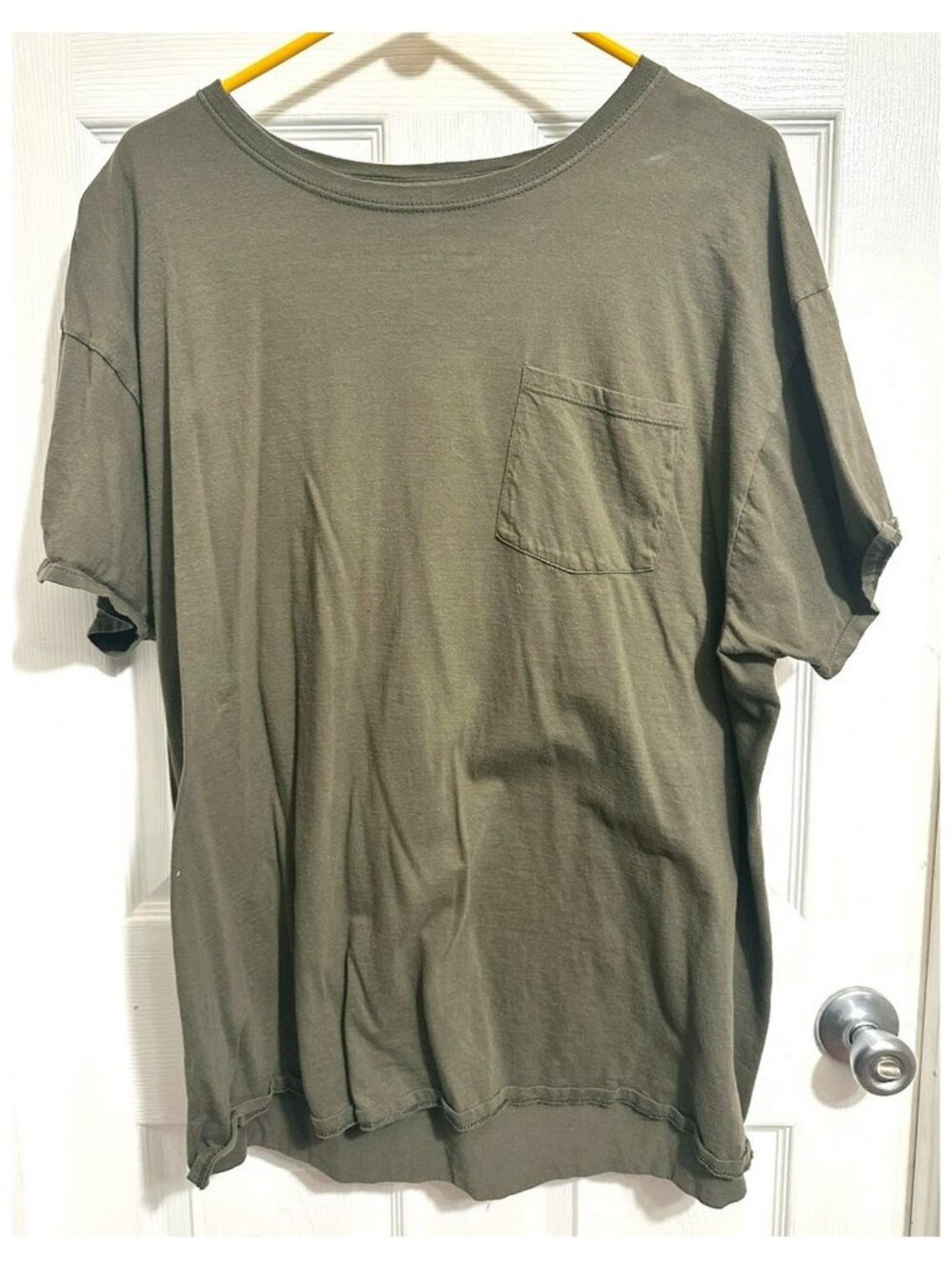 Fruit of the Loom Men's Pocket Tee T Shirt Olive Green 100% Cotton Size 2XL XXL